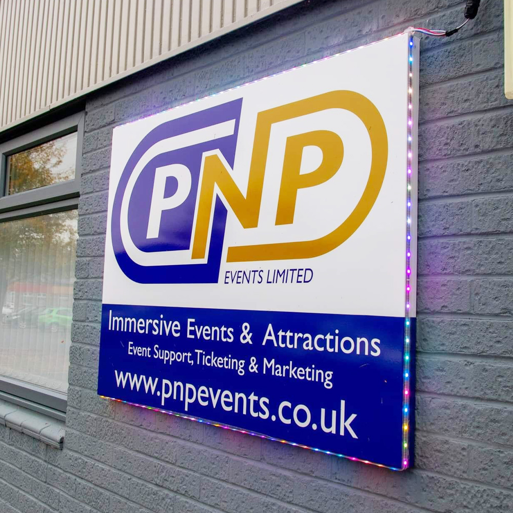 Sign on building for PNP Events