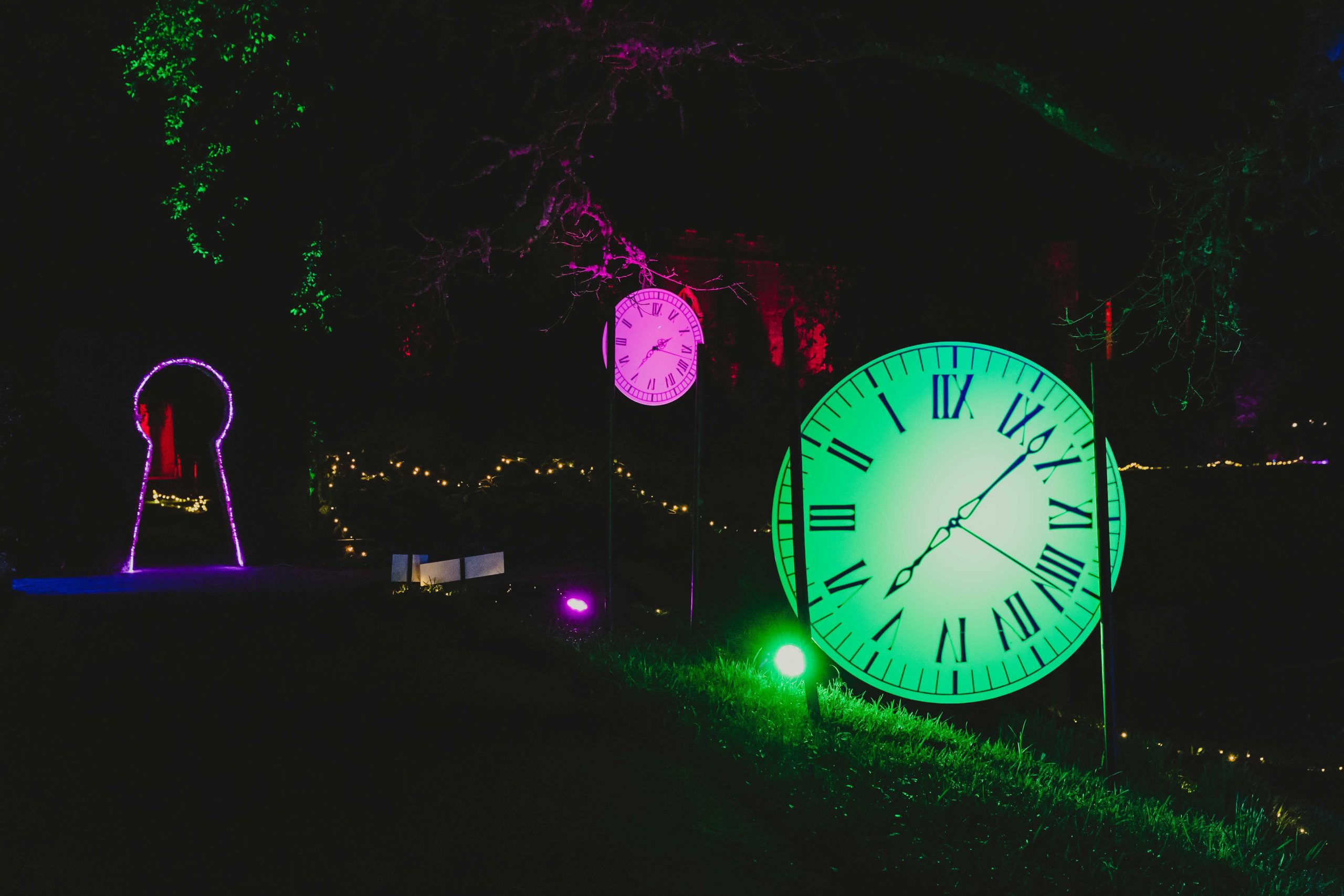 clock display at wonderglow light trail 