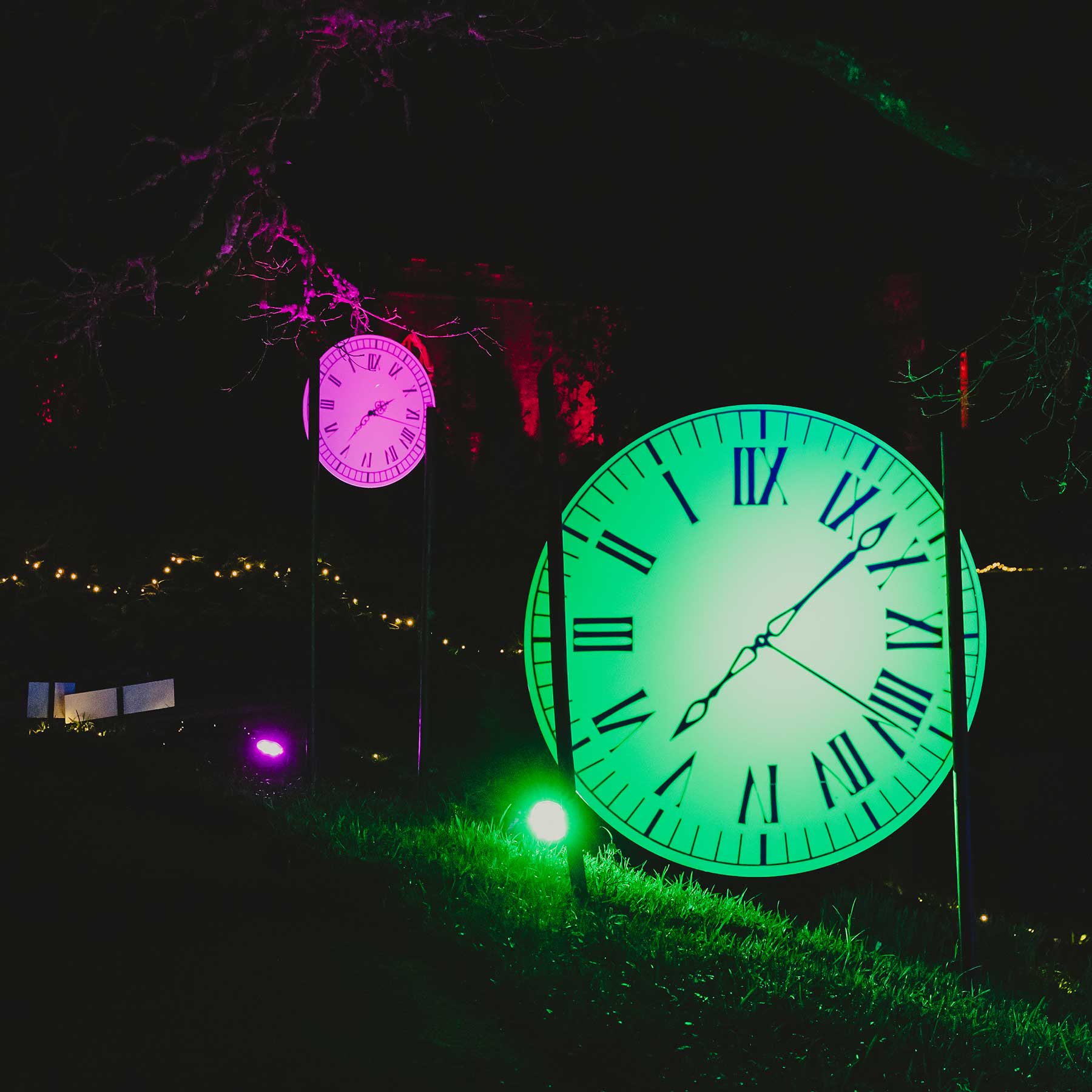 clock lights at wonderglow light trail