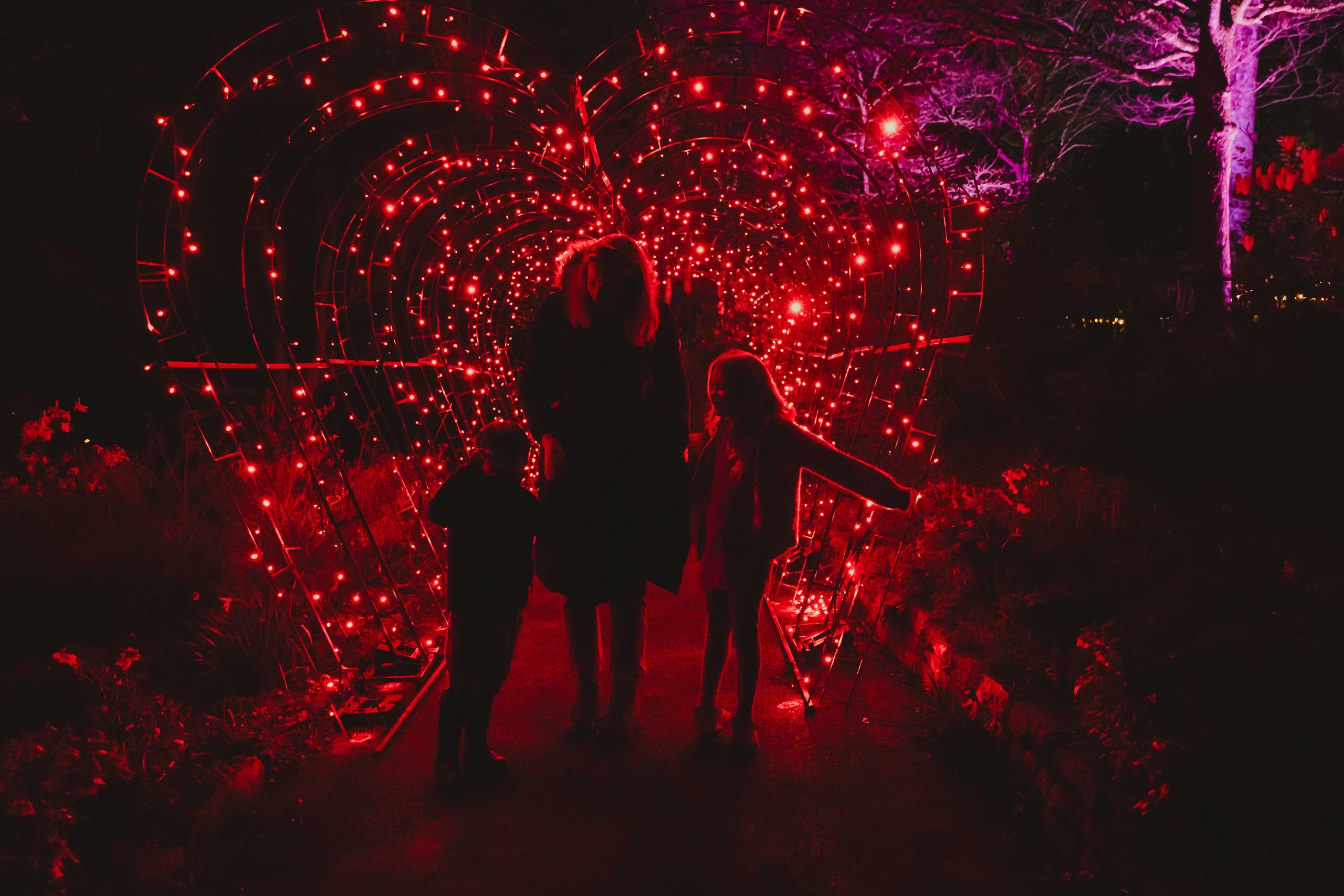 heart display at wonderglow light trail 
