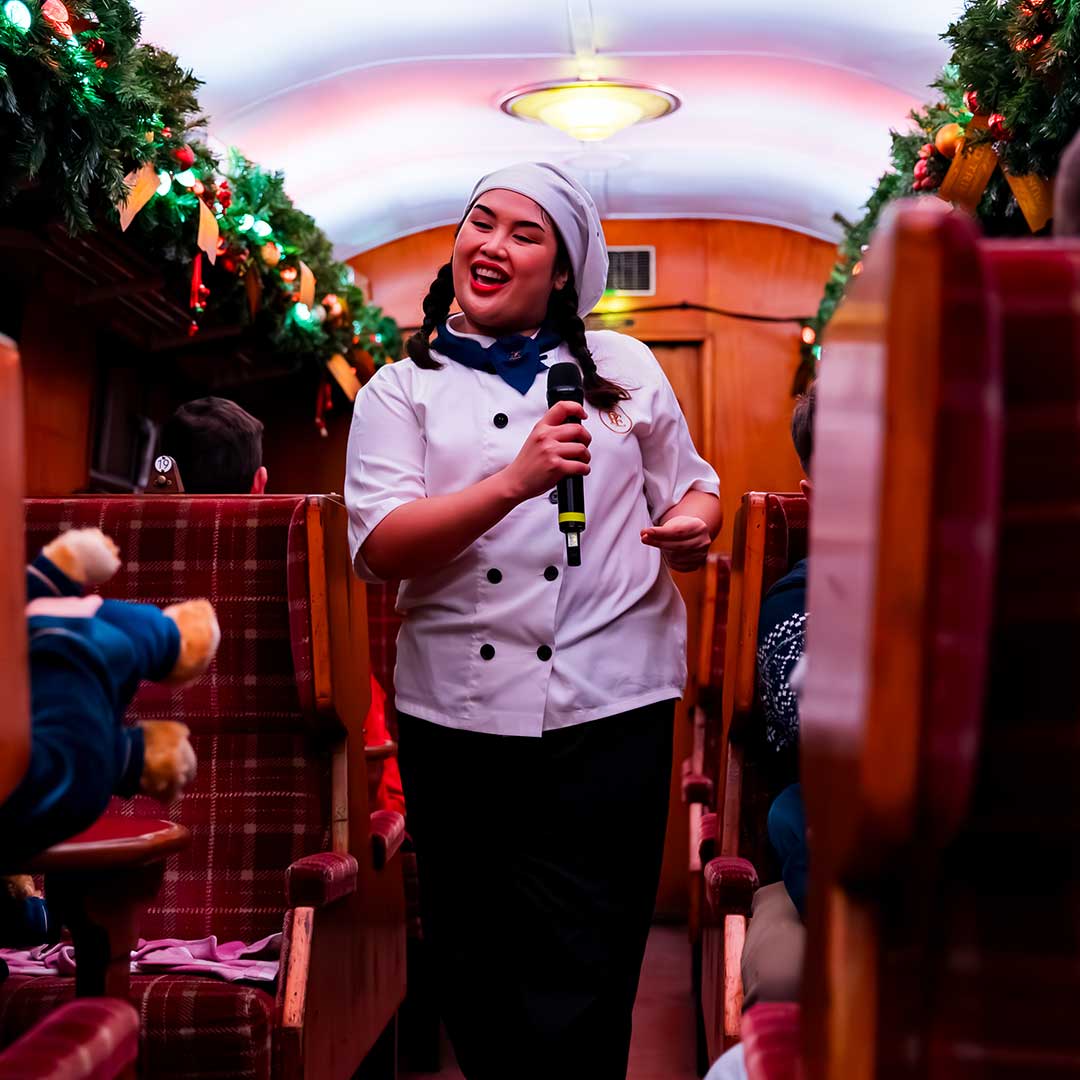 chef on board the polar express train ride buckfastleigh