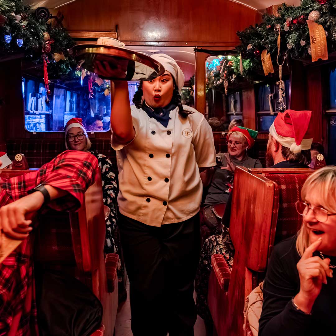 chef on board the polar express train ride