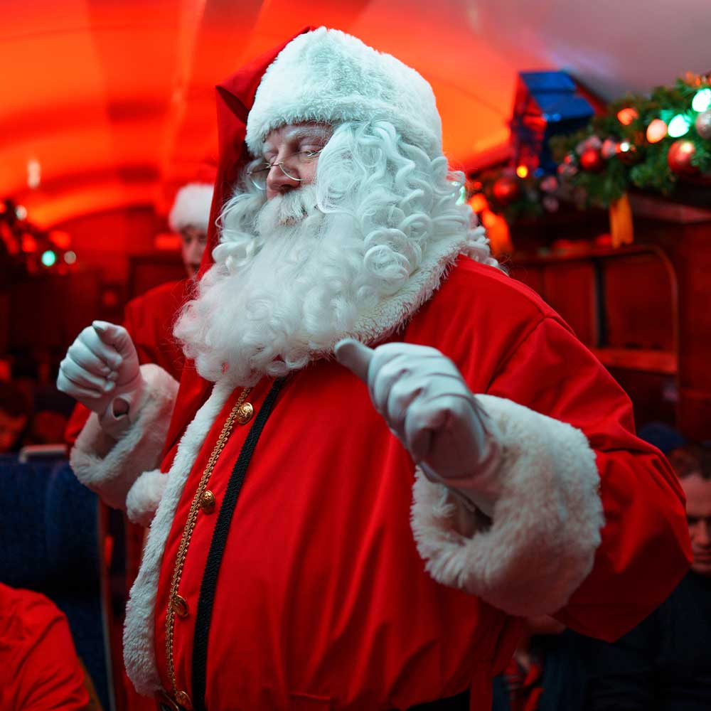 santa on board the polar express train ride wensleydale