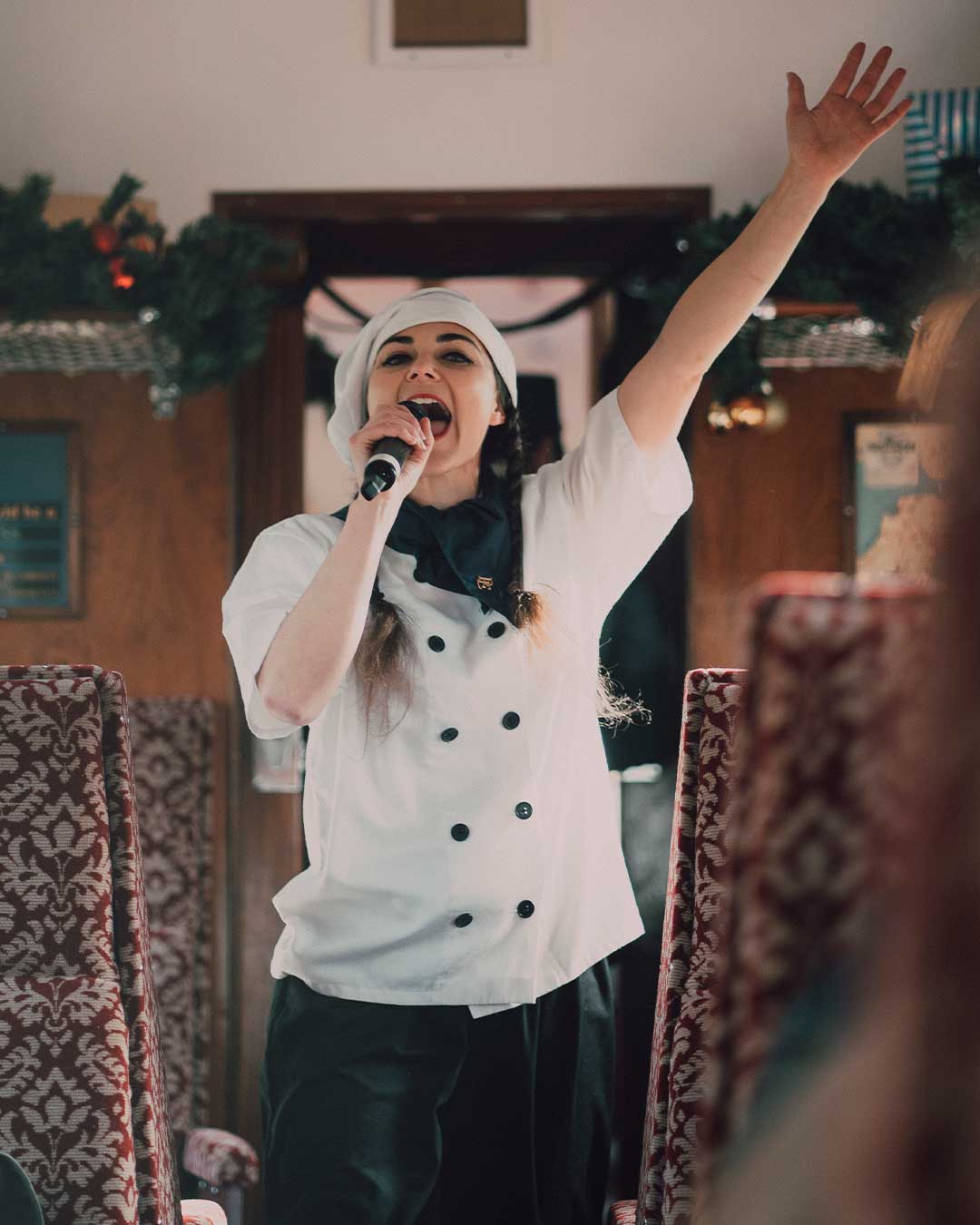 conductor on board the polar express train ride in tunbridge wells