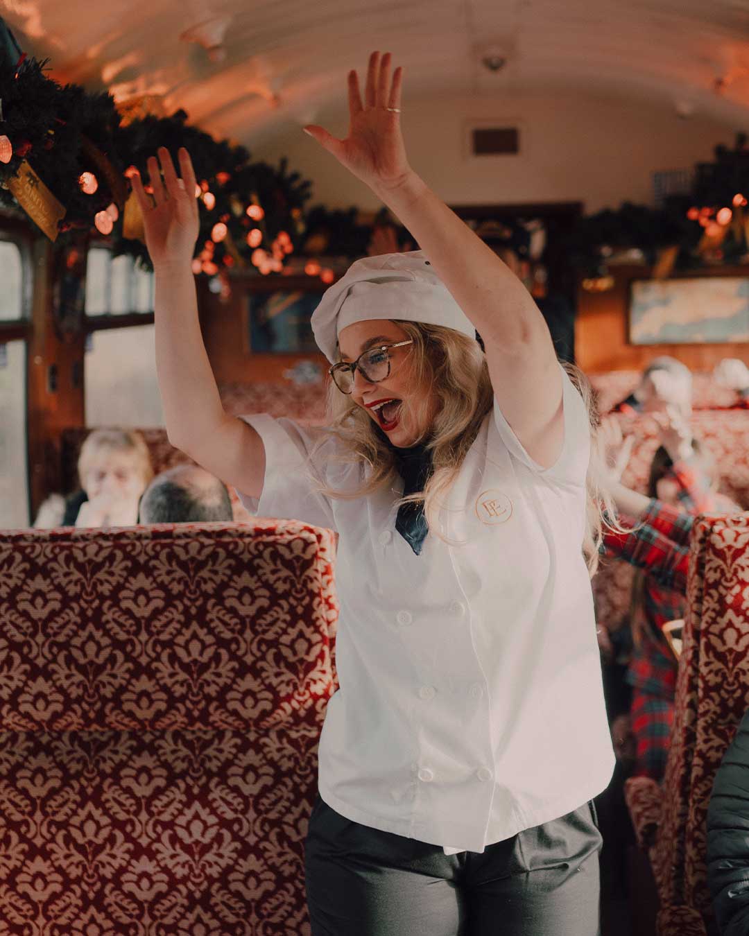 conductor on board the polar express train ride in tunbridge wells