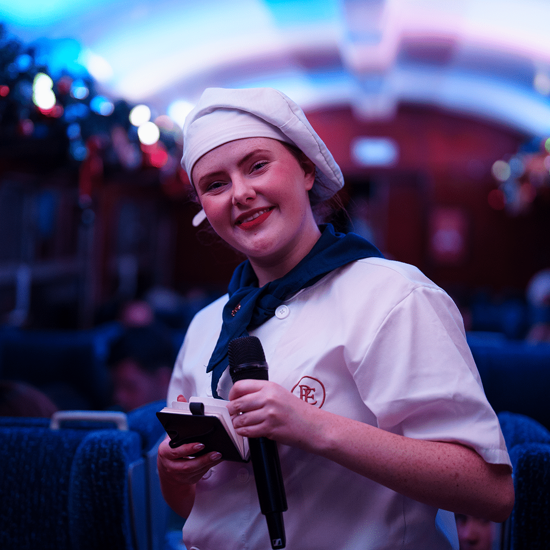 chefs on board the polar express train ride