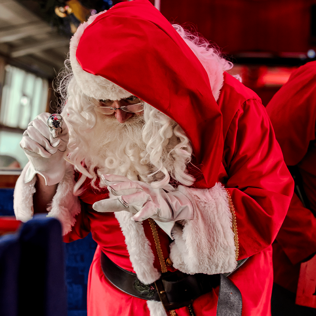 santa on board the polar express train ride
